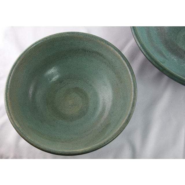 Celadon Green Earthenware Mixing Bowls- Set of 4 For Sale - Image 8 of 12