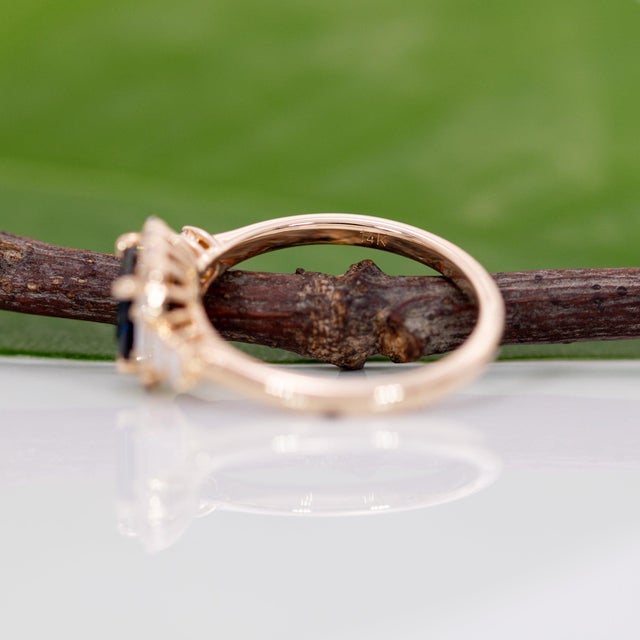 Ceylon Blue Sapphire Ring With Earth-Mined Diamond Accents: Solid 14k Gold, Size 6.75 For Sale - Image 9 of 9