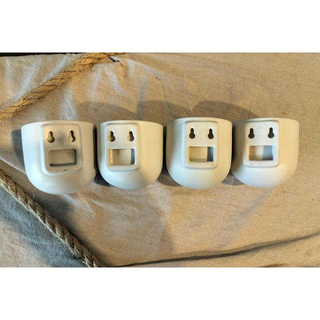 Ceramic MCM White Minimalist Rounded Ceramic Wall Planter Sconces -Set of 4 For Sale - Image 7 of 7
