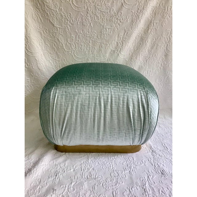 1980s Hollywood Regency Aquamarine Pouf For Sale - Image 9 of 9