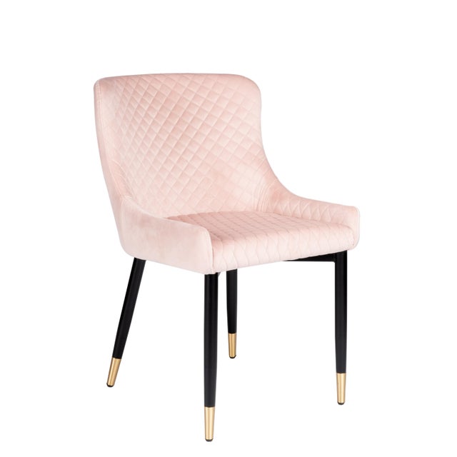 Merlin Diamond Upholstered Dining Chair in Blush | Chairish