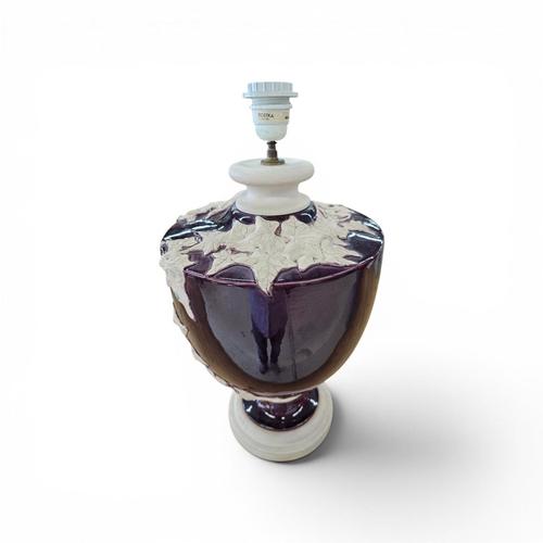 Black Large Kostka Floral Ceramic Vase Lamps, 1970s, Set of 2 For Sale - Image 8 of 13