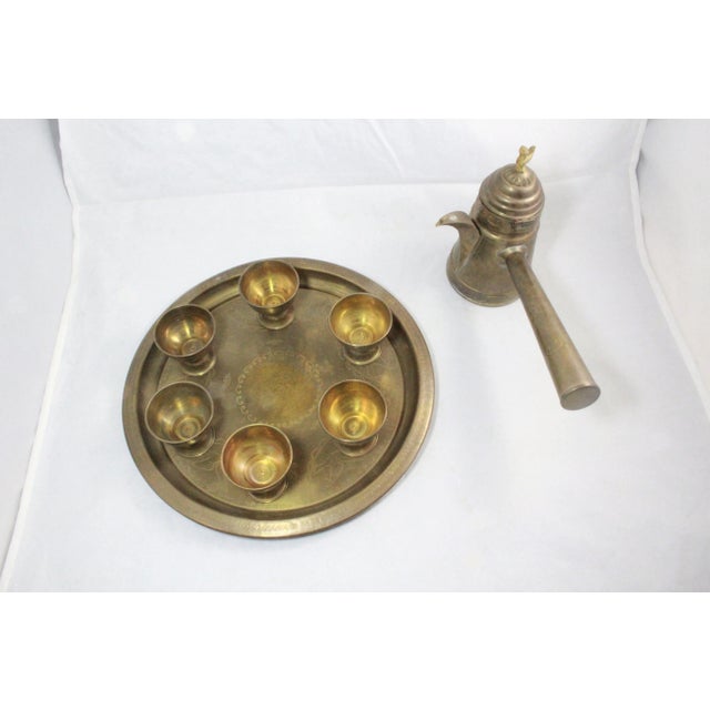 Mid 20th Century Vintage Brass Turkish Coffee Set- 8 Pieces For Sale - Image 5 of 11