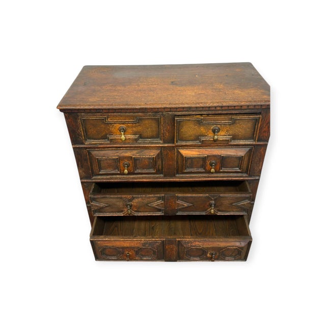 Antique Jacobean Style Carved Oak Dresser Chest of Drawers. For Sale - Image 13 of 15