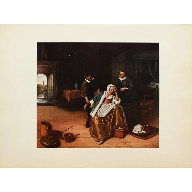 1954 After Jan Steen "The Lovesick Maiden", Vintage Full-Color Print For Sale In Dallas - Image 6 of 8