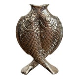 Vintage Christofle Deux Poissons Silver-Plated Fish Vase, After Émile Reiber For Sale