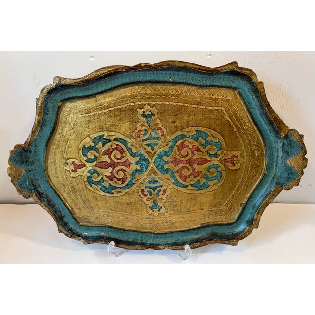 Italian Vintage Italian Gilt Wood Serving Tray For Sale - Image 3 of 6