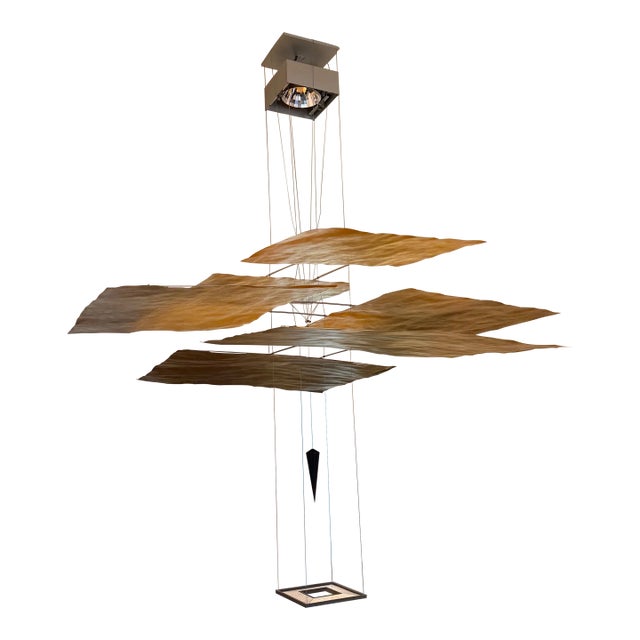 1990s Ingo Maurer Oh Mei Ma Gold Leaf Pendant Light For Sale