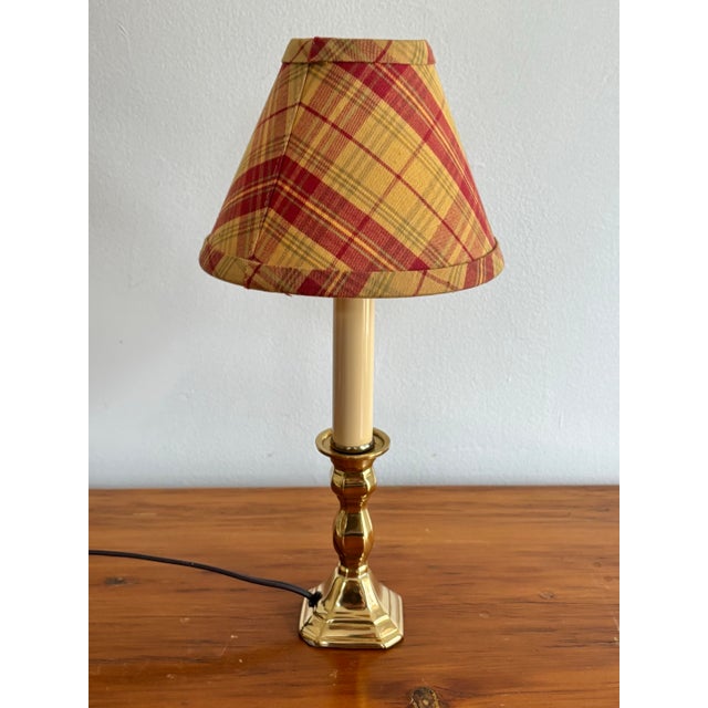 Small Vintage Brass Candlestick Base With Shade For Sale - Image 6 of 9