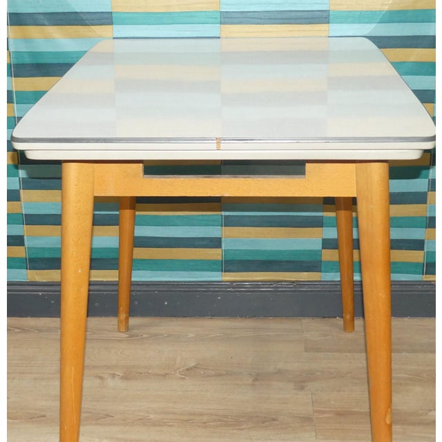 Wood Extendable Wooden Kitchen Table with Resopal Top, 1950s For Sale - Image 7 of 13