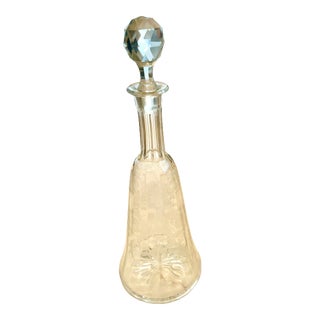 Antique Early 20th Century Victorian Etched Glass Decanter For Sale