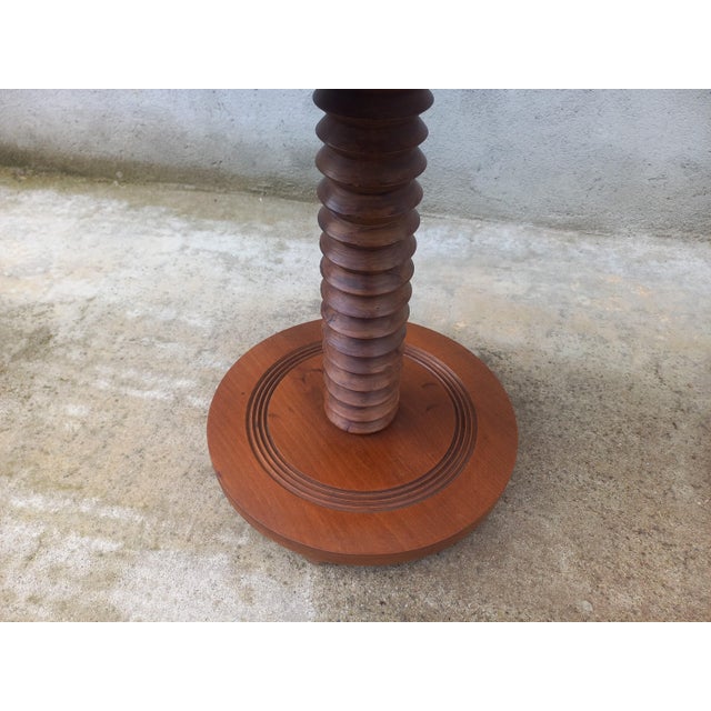 Brown Pedestal Tables in the style of Charles Dudouyt, 1930s, Set of 2 For Sale - Image 8 of 18