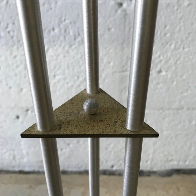 Wood Postmodern Telephone Accent Occasional Side or End Table in Steel and Brass For Sale - Image 7 of 9