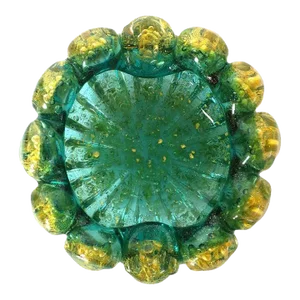 Italian Murano Emerald Green and Gold Art Glass Bowl or Ashtray Seguso Style