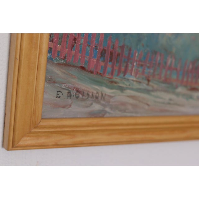 E. R. Olsson, Village Scene, 1950s, Oil on Panel, Framed For Sale - Image 9 of 18