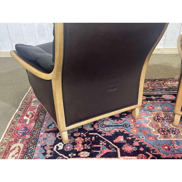 Chairs in Leather and Beech, 1970s, Set of 2 For Sale - Image 12 of 17