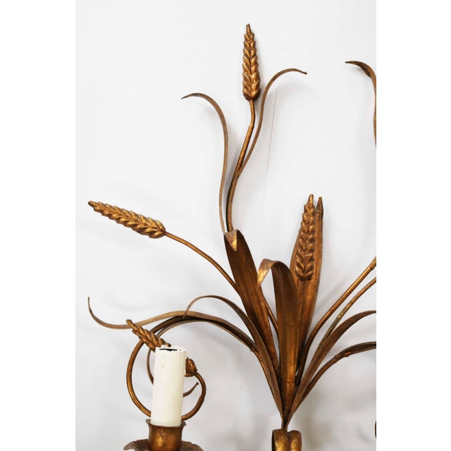 1970s Large Florentine Regency Wall Lamp with Ears of Wheat by Hans Kögl, 1970s For Sale - Image 5 of 9