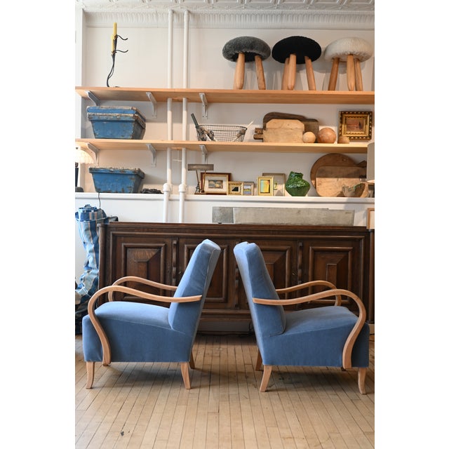 Jindrich Halabala H237 Armchairs in Pierre Frey Mohair For Sale - Image 13 of 14