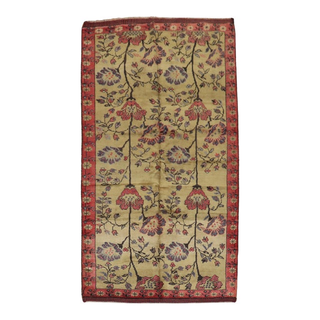 Vintage Zabihi Collection Floral Turkish Rug - 5'5" x 10' For Sale