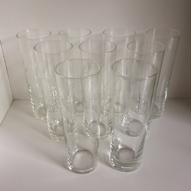 Noritake Etched Crystal Wheat Pattern Tom Collins Glasses Set of 9