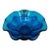 VTG Viking Glass Bluenique Footed Art Glass Double Ruffled Bowl W/Sticker (A14). For Sale