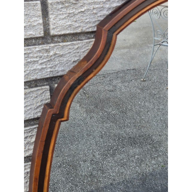 1930s 1930 Oval Walnut Hand Painted American Mirror. For Sale - Image 5 of 18