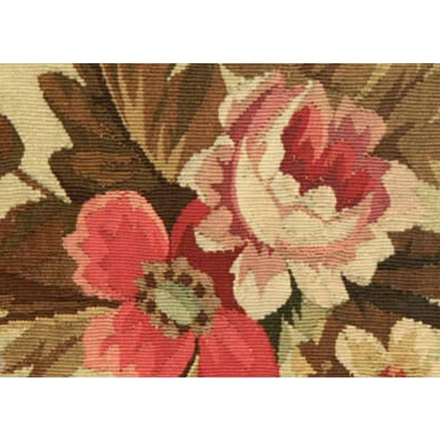 Late 19th Century French Aubusson Pillow. Made by Hand stitching 18th and 19th century French Aubusson fragments on silk...