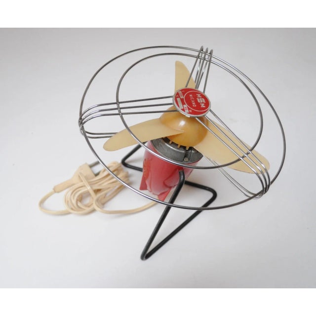 Metal Small Vintage Italian Modern Red Table/Wall-Mounted Fan by Msm Milano For Sale - Image 7 of 12