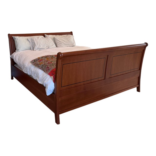 Stickley 21st Century King Bed, Grainite Topped End Tables, Low Boy For Sale