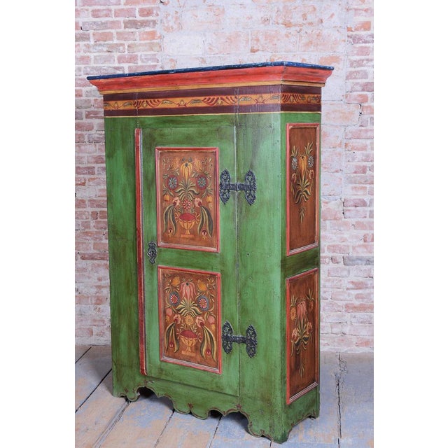 Baroque Czech Baroque Wardrobe in Painted Spruce, 1800s For Sale - Image 3 of 18