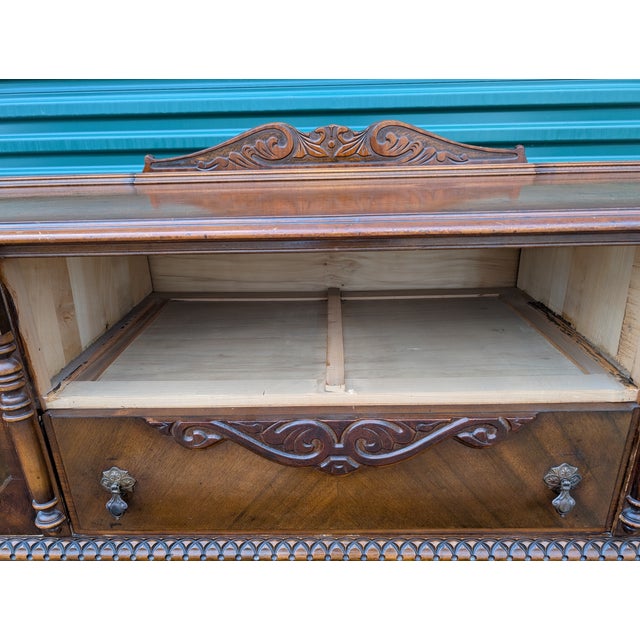 Vintage Early 20th Century Jacobean Style Walnut Sideboard Buffet Credenza For Sale In Seattle - Image 6 of 12