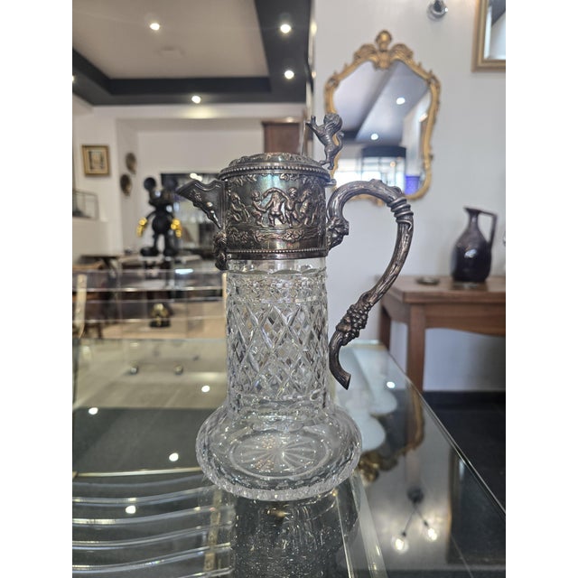 Vintage Cut Crystal and 925/1000 Sterling Silver Wine Decanter by Topázio, 1930s For Sale - Image 12 of 16