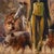 The Goddess Animalia by Dave Seeley | Oil on print Woman with animals in a natural setting For Sale - Image 4 of 5