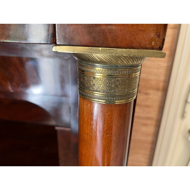 French Empire Secretaire in Flame Mahogany with Black Marble Top, 1800s For Sale - Image 6 of 9