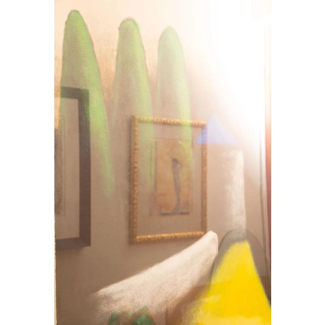 Kelly Green Vintage Larry Laslo Mixed Media Abstract Landscape Painting on Paper Custom Framed For Sale - Image 8 of 10