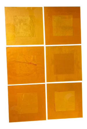 Original Orange Resin Paintings on Board by Varga, 2003 - Set of 6