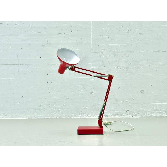 Mid-Century Articulated Desk Lamp in Red, 1970s For Sale - Image 13 of 17