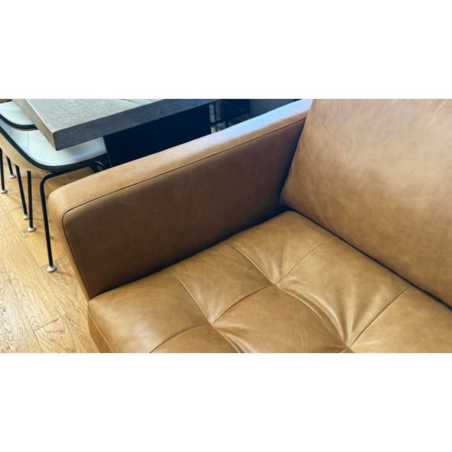 Mid-Century Modern Contemporary Chesterfield Brown Napa Saddle Leather Tufted Sofa For Sale - Image 3 of 12
