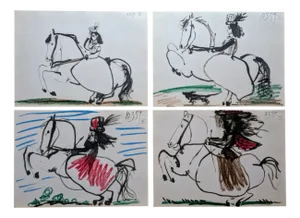 Pablo Picasso, The Knight Girl (Jacqueline Riding), 1961, Original Lithographs in Color, Set of 4