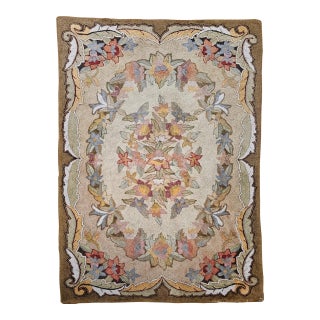 Vintage American Hand Hooked Rug, Floral Pattern in Fall Colors, Folk Art Rug, 6x9 For Sale