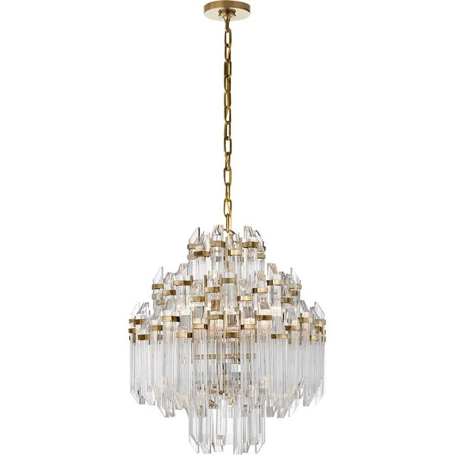 Adele Four Tier Waterfall Chandelier in Hand-Rubbed Antique Brass with Clear Acrylic Designer: Suzanne Kasler Canopy: 5"...