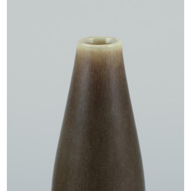 Slender Ceramic Vase with Hare Fur Glaze by Per Linnemann-Schmidt for Palshus, 1960s For Sale - Image 3 of 8