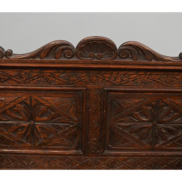 Victorian Farmhouse Oak Hall Bench, 1880 For Sale - Image 3 of 9
