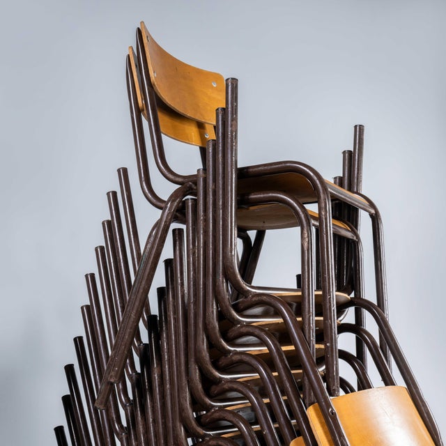 French Stacking Dining Chairs from Mullca, 1960s, Set of 6 For Sale - Image 3 of 9