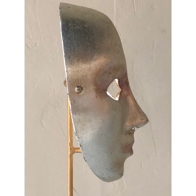 1960s Italian Paper-Maché Mask on Custom Stand For Sale - Image 5 of 9
