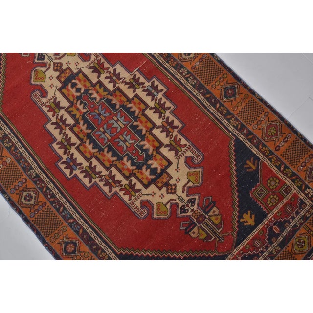 Red Red & Nvy Blue Vintage Floral Carpet For Sale - Image 8 of 10