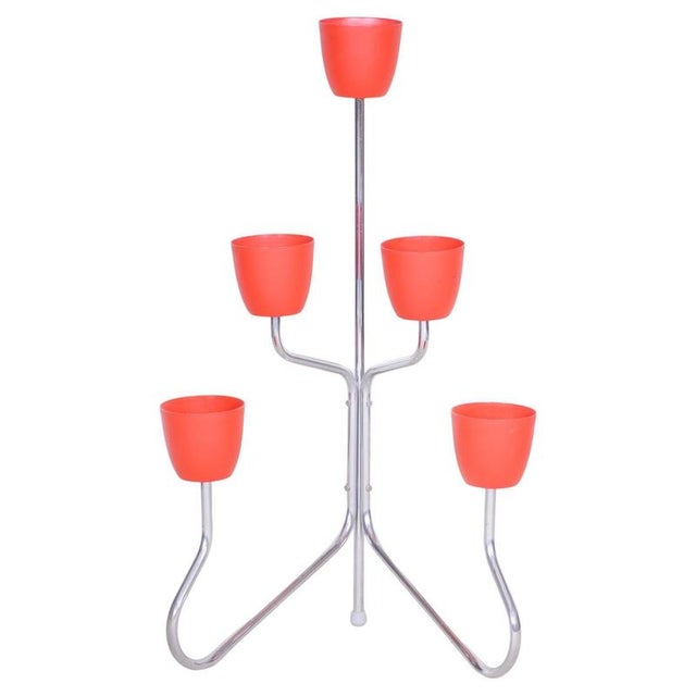 Gold Czech Bauhaus Plant Stand in Chrome-Plated Steel, 1950s For Sale - Image 8 of 8