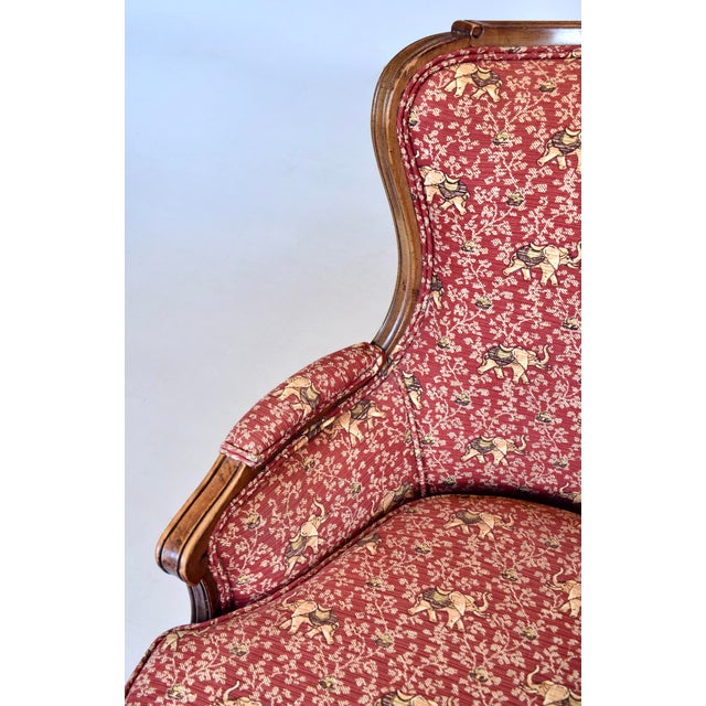 Carved Walnut Bergere Chairs, Louis XV Style, Upholstered, Usa For Sale - Image 10 of 10