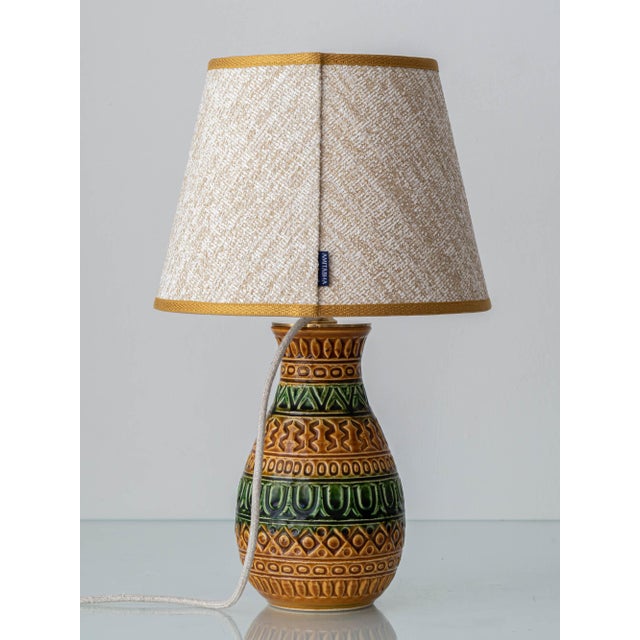 Mustard and Green Ceramic Table Lamp from Bay Keramik, West Germany, 1960s For Sale - Image 4 of 7