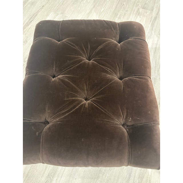 Ralph Lauren Wingback Club “Writer’s” Chair With Ottoman — Chocolate Brown Velvet For Sale - Image 12 of 12